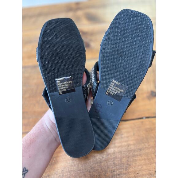 Womens Madden Girl Black Sparkle Rhinestone Slides Sandals Size 8.5 - Picture 4 of 7